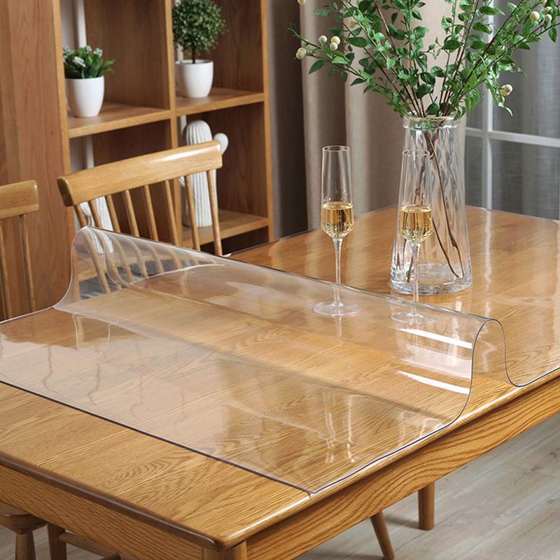 Multi Size 38x82 inch Crystal Clear Plastic PVC Dining Table Protector Mat Living Room Table Cover Protector Vinyl Table Pad Cloths for Woonden Furniture Rectangular Easy Clean Wipeable Waterproof