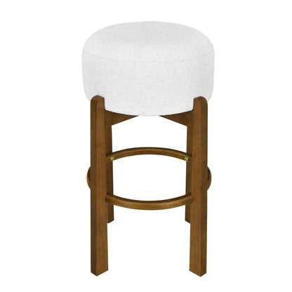 Merax 30" Rustic Backless Bar Stools Set of 4 with Upholstered Cushion, Round Counter Height Bar Stools with Solid Wood Legs, Dark Walnut Finish Counter Stools for Kitchen Island Breakfast Nook