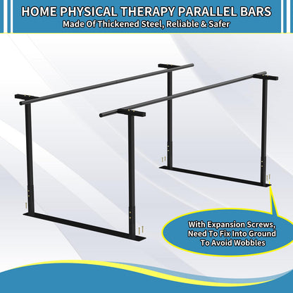 Physical therapy parallel bars, Walking assist bar for rehab & walking balance issues, Adjustable height & width (6FT)