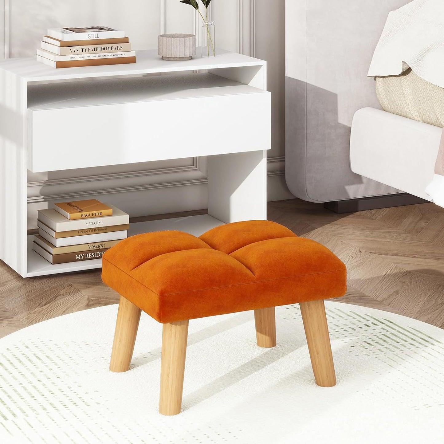 15.74" D11.81" W10.62" UHBD032J YMYNY Footstool, Small Ottoman Stool Chair, Modern Padded Sofa Seat Foot Rest Stool