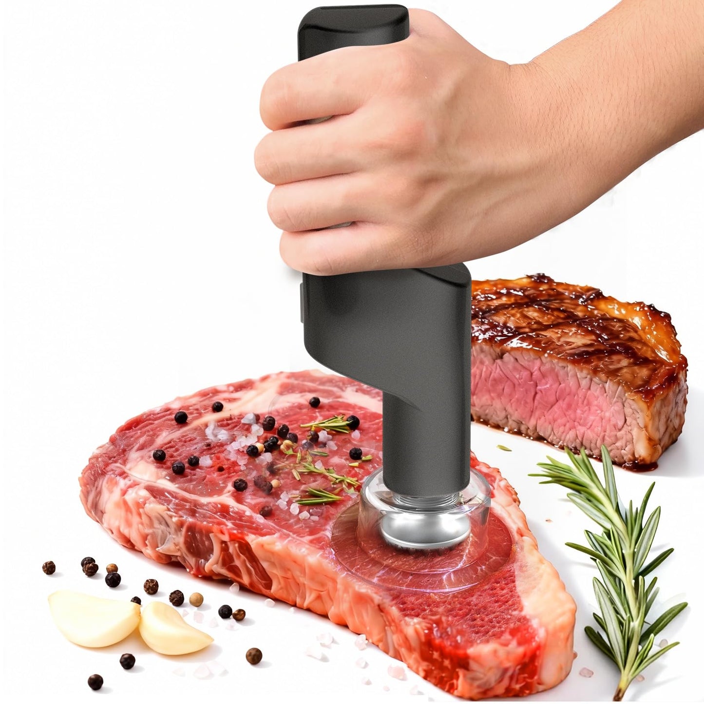 YOTAN Electric Meat Tenderizer for Steak, 3 Speed Powerful Motor, Tenderizes Tough Meat in Seconds, Stainless Steel Tender Head, Safe One-Press Design, Easy to Clean, for Beef Pork Chicken BBQ
