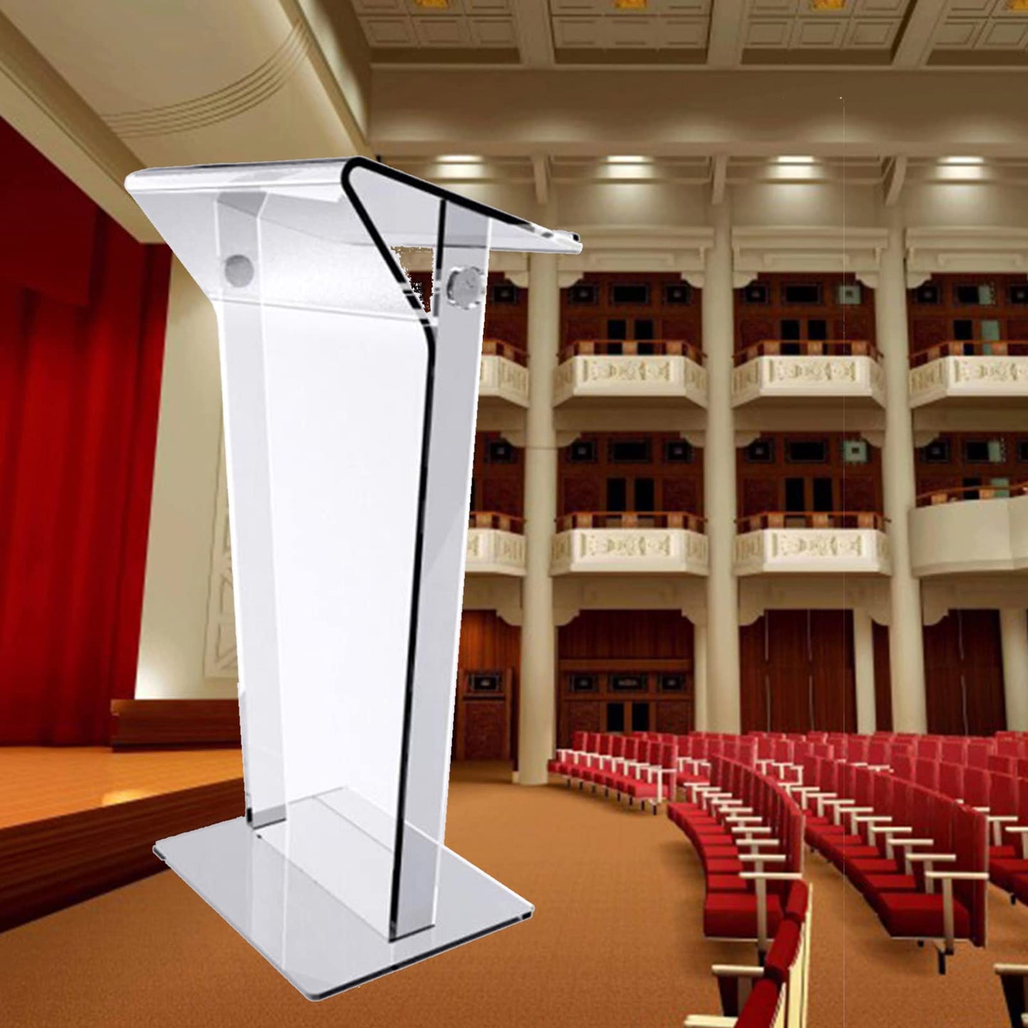 JOuan Lectern Podium Stand, Acrylic Church Podium, Portable Podium Stand, Vertical Podium School Training Lecture Church Event Celebration Host Stage Hotel Reception Desk