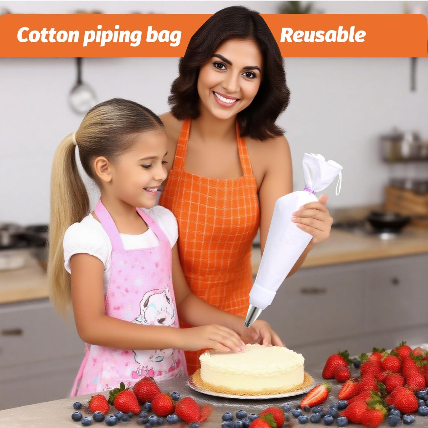 Piping Bags and Tips Set, Frosting Piping Kit for Baking with Pastry Bags and Tips, Standard Converters, Silicone Rings, Reusable cotton Piping Bags Easy to Clean for Cookie Icing, Cupcake