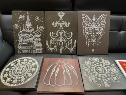 DIY Castle Pearl Painting Kit – Creative Handmade Christmas Tree Wall Art, Elegant Beaded Craft Gift for Girlfriend, Friends, and Holiday Home Decoration (White Building)