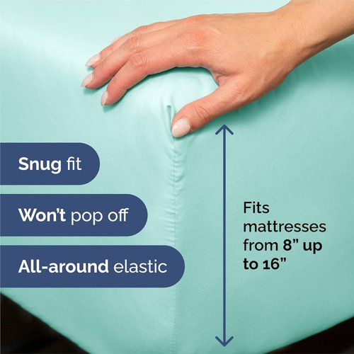 King Size 4 Piece Sheet Set - Ultra-Soft Cooling Bed Sheets for Luxurious Comfort - Deep Pockets, Wrinkle-Free - Oeko-Tex Certified - Spa Blue
