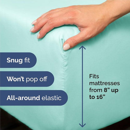 King Size 4 Piece Sheet Set - Ultra-Soft Cooling Bed Sheets for Luxurious Comfort - Deep Pockets, Wrinkle-Free - Oeko-Tex Certified - Spa Blue