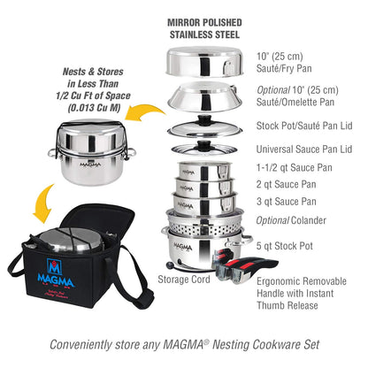 MAGMA A10-364 Padded Storage Case | Protective Carry Bag Nesting Cookware Sets | Ideal for Boat, RV, Camping & Home Organization