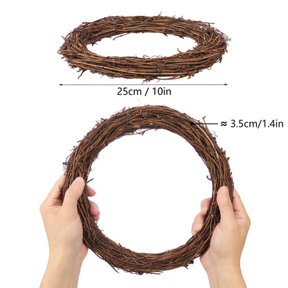IHDYPPEW 8 PCS 10 Inch Natural Grapevine Wreaths, Round Rattan Wreath Grapevines Wreath Bulk, Grape Vine Wreaths for DIY Crafts, Festival, Christmas, Wedding, Restaurant & Home Decoration
