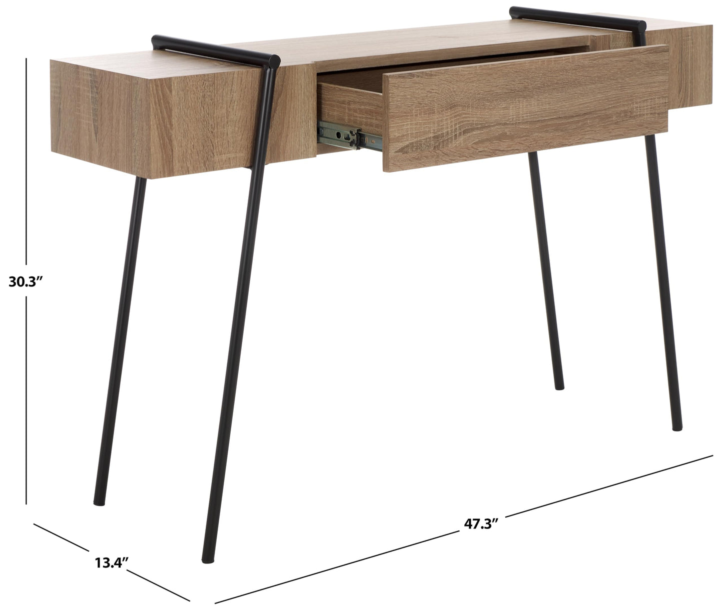 SAFAVIEH Home Collection Margaux Light Grey Oak/Black 1-Drawer Console Table for Living Room Foyer Bedroom Hallway Entryway Office