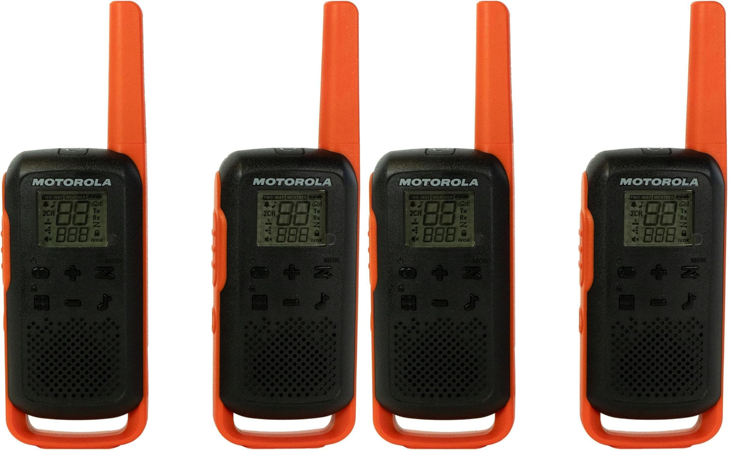 Motorola Solutions, Portable FRS, T210, Talkabout, Two-Way Radios, Rechargeable, 22 Channel, 20 Mile, Black W/Red, 2 Pack