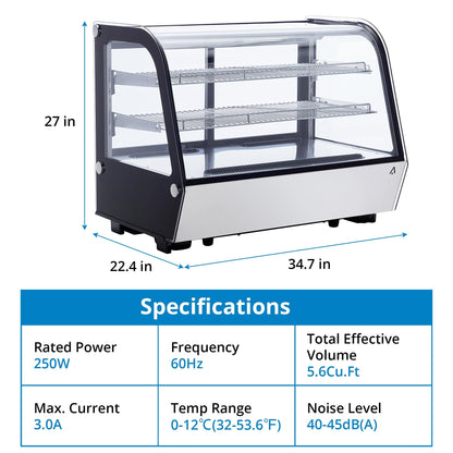 GarveeHome 4.6 Cu.Ft Countertop Display Refrigerator, Glass Door Pastry & Cake Display Case with LED, Double-Layered Glass, Adjustable Shelves, Commercial Bakery Cooler, 110V