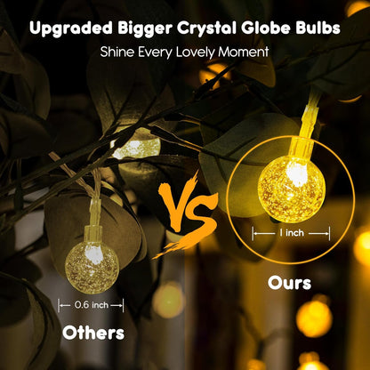 Minetom Crystal Globe String Lights - 30 LED Waterproof Fairy Lights with Remote | 17 ft Warm White for Party Decor