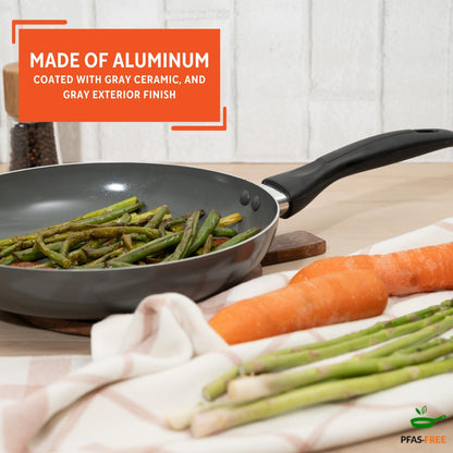 IMUSA 10-Inch PFAS Free Ceramic Nonstick Fry Pan, Gray Aluminum Skillet for Sautéing, Stir Frying & Everyday Cooking