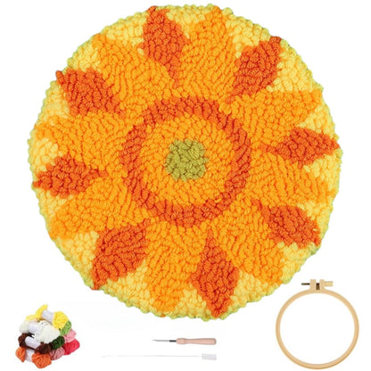 YEESAM Art Punch Needle Kit with Sunflowers Patterns, Full Set DIY Punch Needle Tufting Coaster Yarn Rug Embroidery Set with Hoop Tool, Easy Craft for Adults Beginners