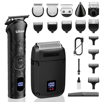 Ufree Foil Shavers Electric Razor for Men, Beard Trimmer Grooming Shaving Kit, Hair Trimmer, Cordless Head Shavers for Bald Men Barber Clippers, Birthday Gifts for Him