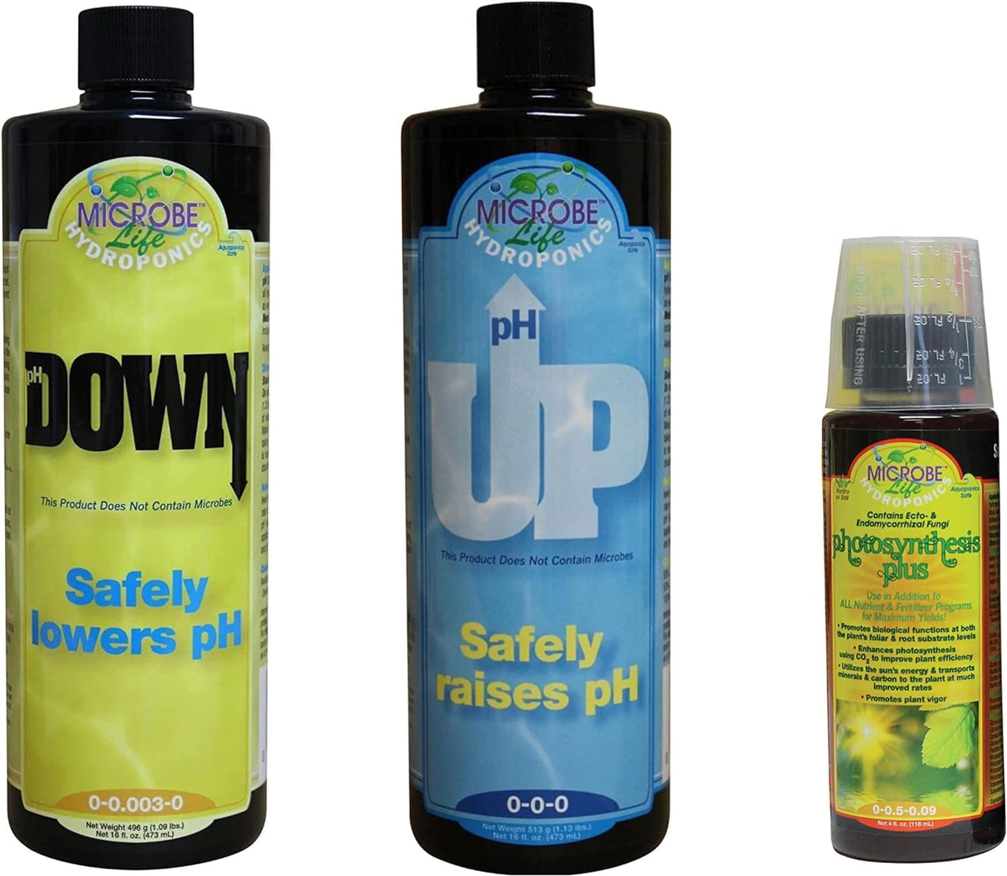 16 oz 4 oz Microbe Life Hydroponics pH Control Kit with pH Up and Down for Stability, Bottles, Sample of Premium Liquid