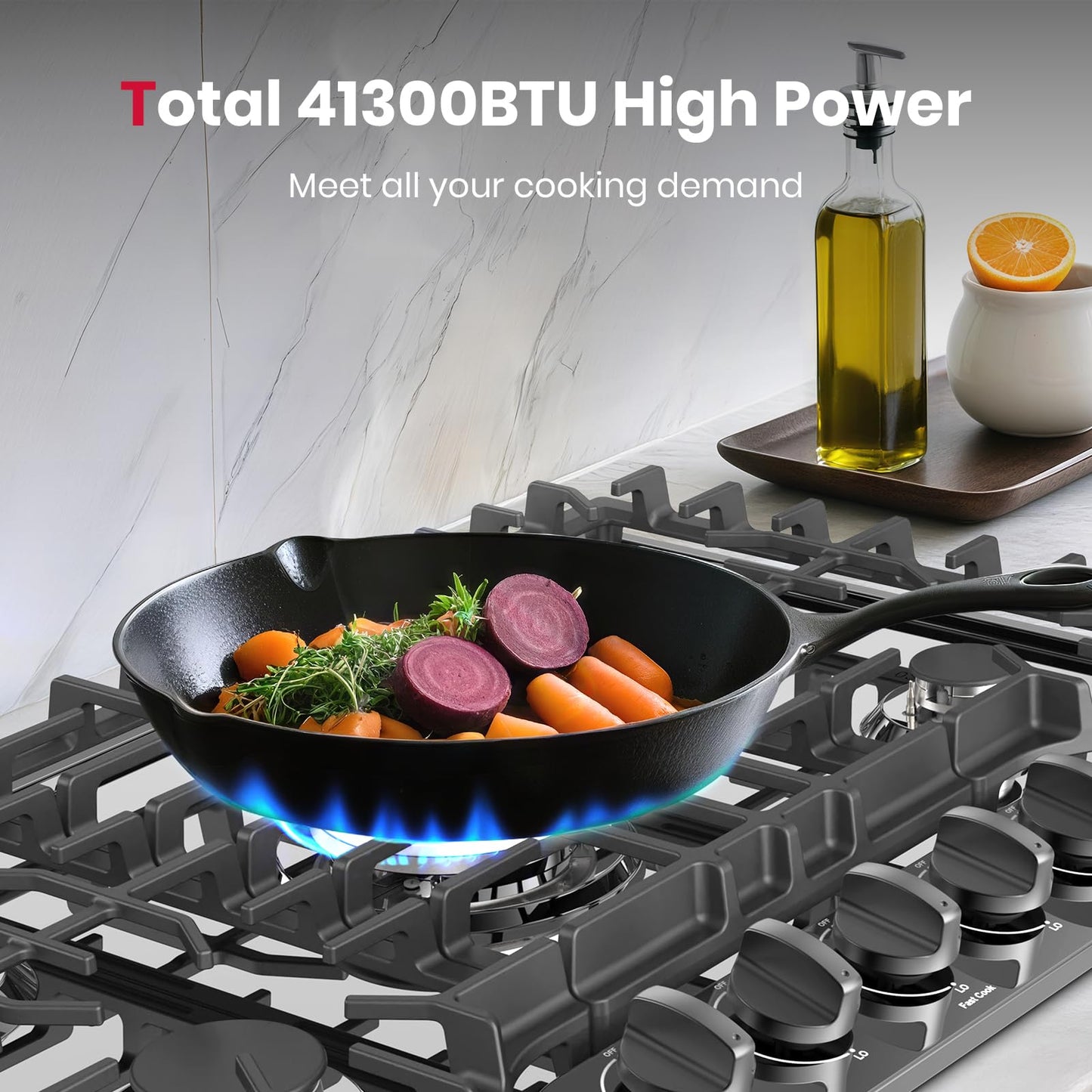 GASLAND 30'' Gas Cooktop Black, 5 Burner Propane Stove Top, Built-in Gas Cooktops NG/LPG Convertible, Plug-in with Thermocouple Protection, CSA Certified, Black