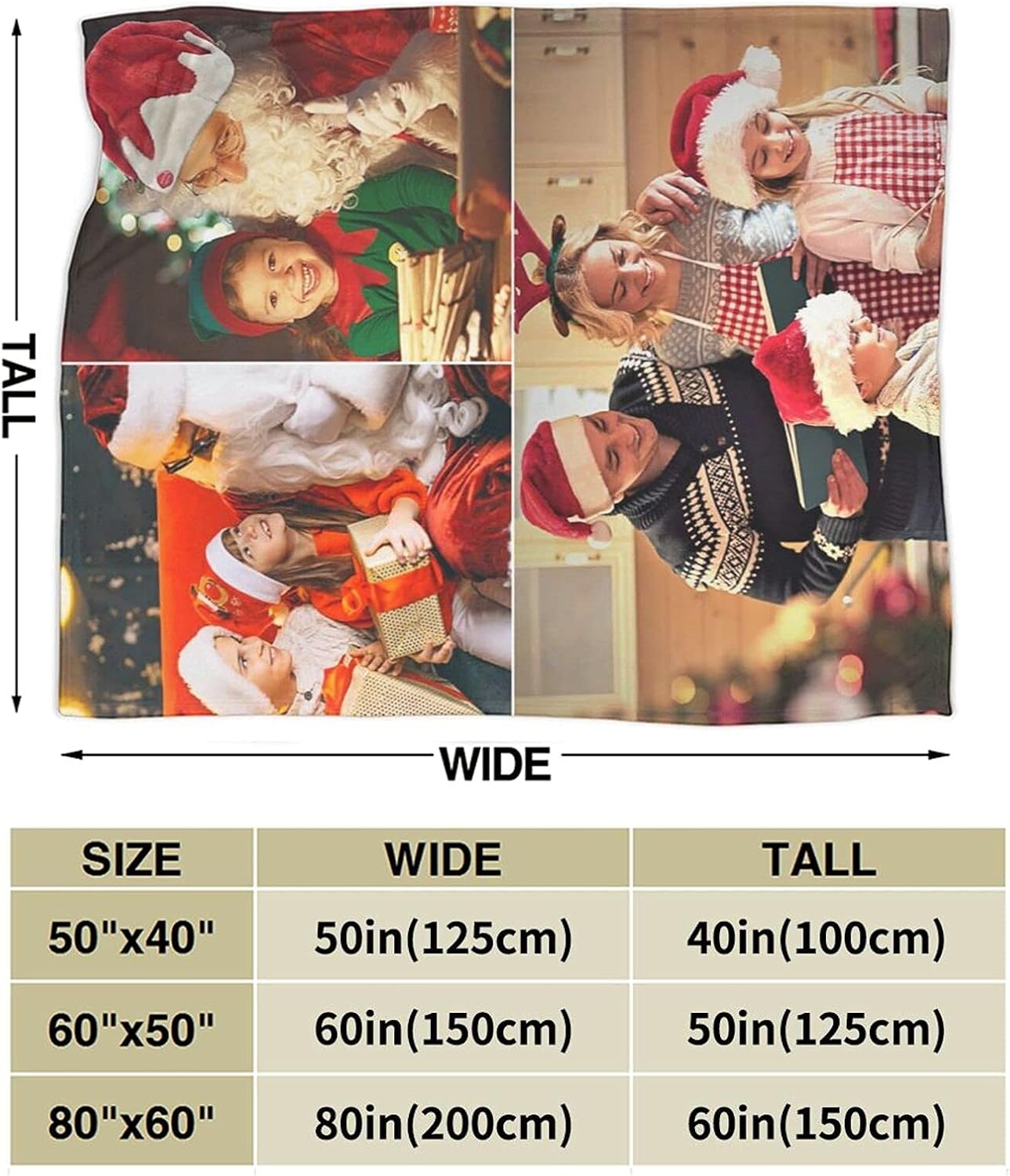 QETXVI 60"x 80" Custom Blanket with Photos Text Customized Blanket Personalized Flannel Throw Blankets for Adult Kid