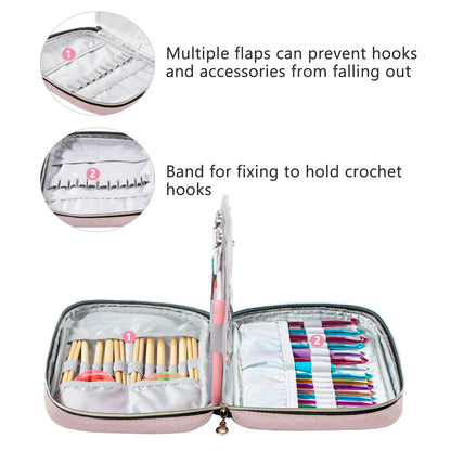MYBAGZING Crochet Hook Case Empty - Quilted Crochet Organizer Case- Crochet Hook Holder for Circular Knitting Needles, Crochet Hooks (up to 8") Knitting & Crochet Supplies - Knitting Accessories