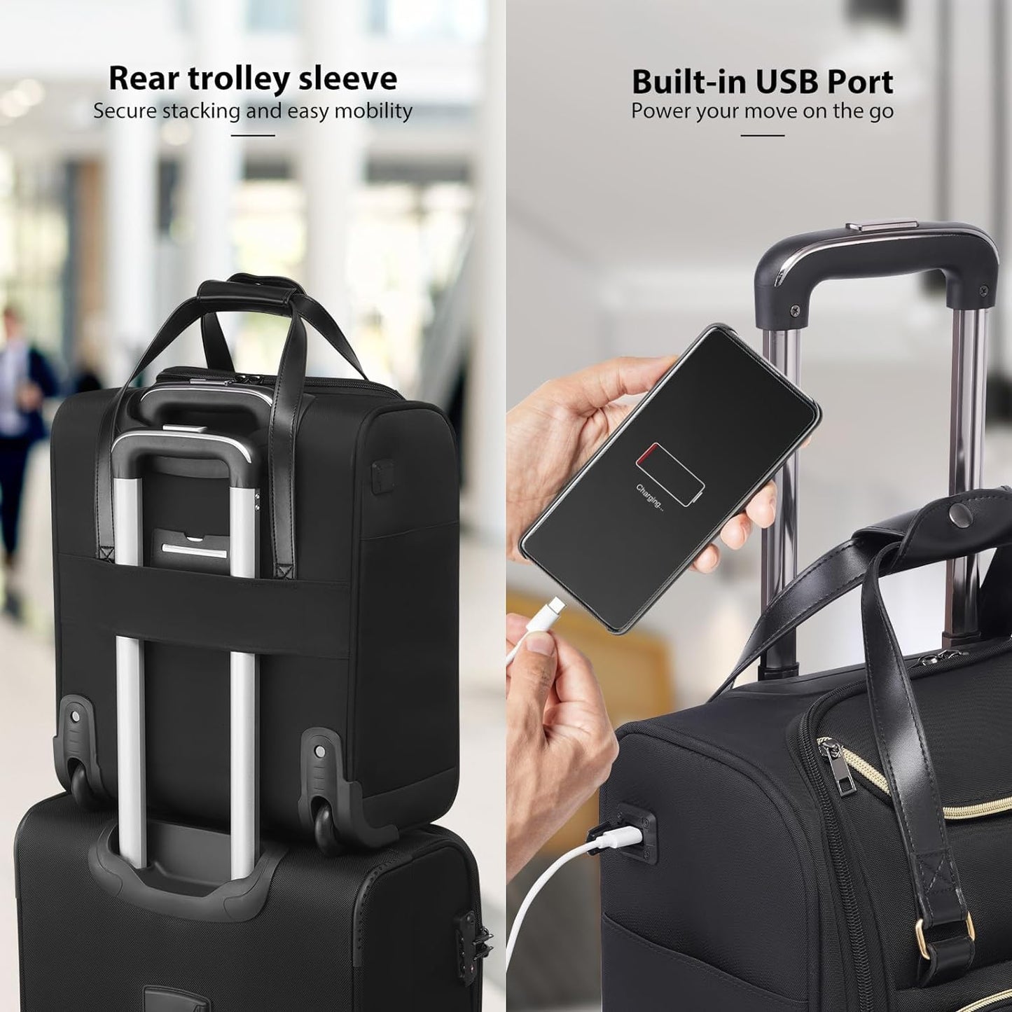 Coolife Luggage Carry On Luggage Underseat Luggage Suitcase Softside Wheeled Luggage Lightweight Rolling Travel Bag Underseater (Champagne Gray, Carry-On 16-Inch)