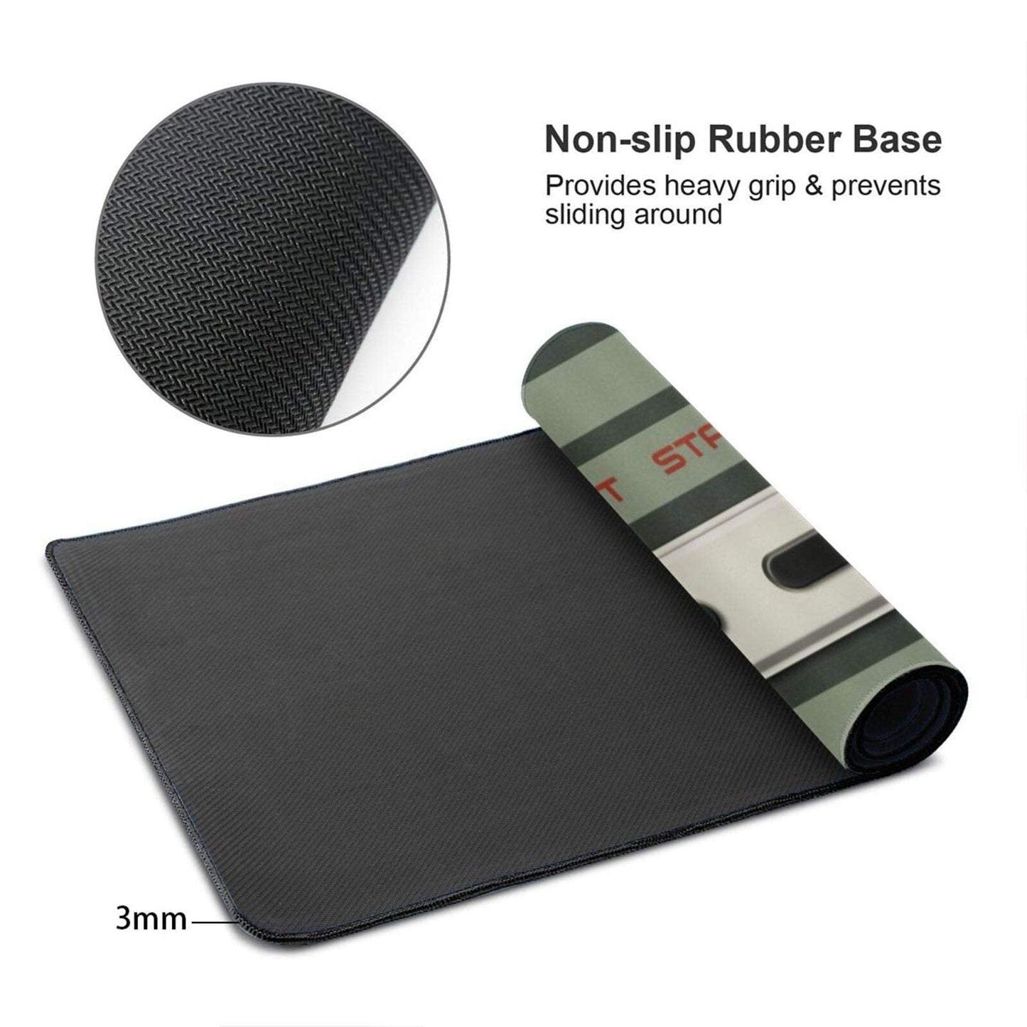 Game Console Buttons Extended Gaming Mouse Pad, Thick Large Computer Keyboard Mouse Mat, Non-Slip Rubber Base Stitched Edges