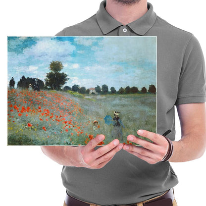 Wieco Art Framed Wall Art The Poppy Field Near Argenteuil Canvas Prints of Claude Monet Floral Oil Paintings Classic Flowers Landscape Pictures Artwork for Bedroom Home Decorations