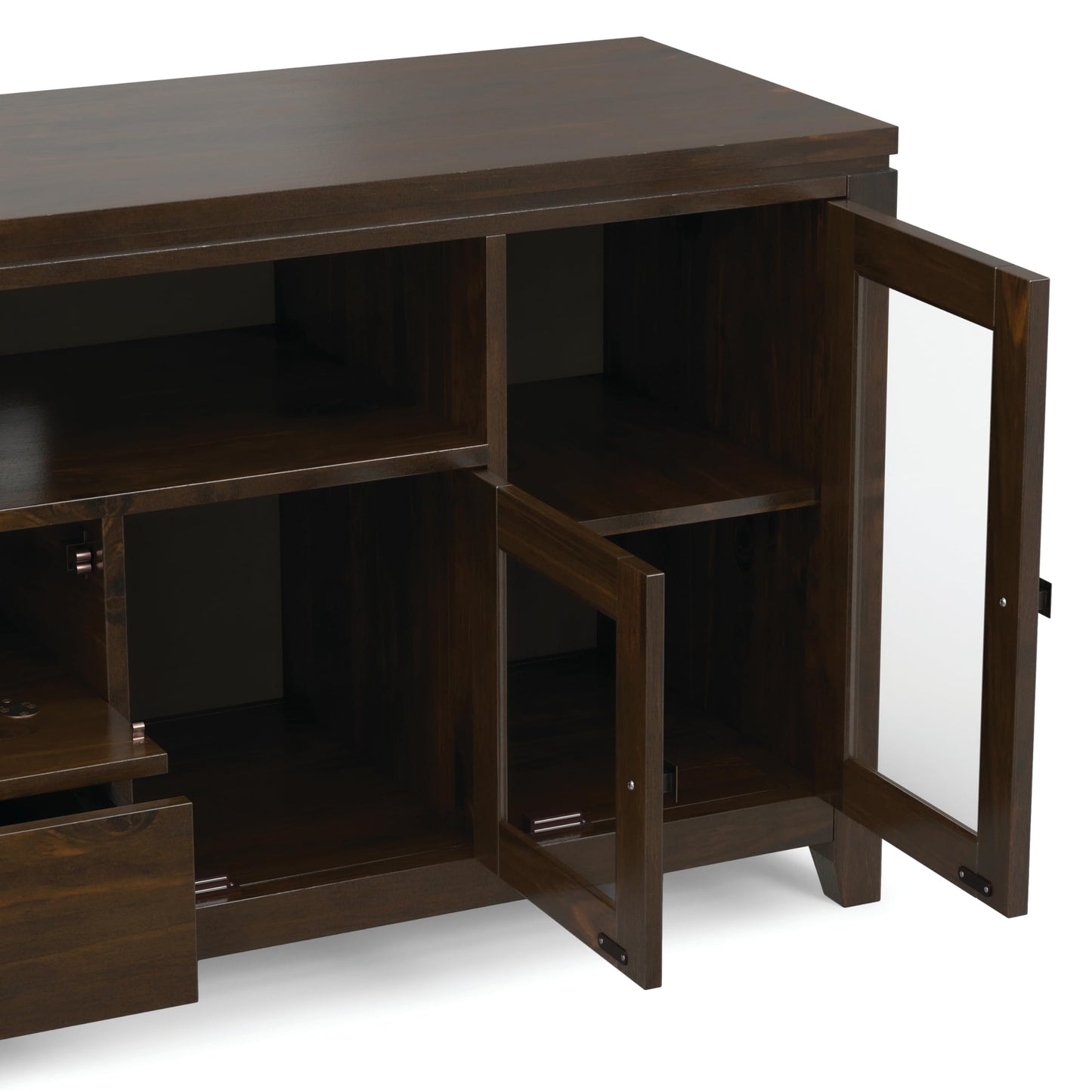 SIMPLIHOME Cosmopolitan TV Stand - 72 inch Wide Solid Wood Media Console in Mahogany Brown, Contemporary Entertainment Center for Living Room for TVs up to 80 Inches with Drawers and Cable Management