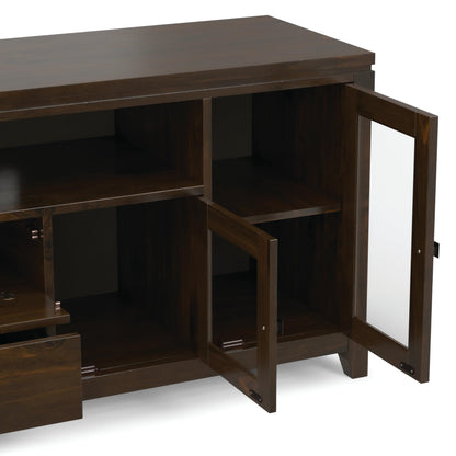 SIMPLIHOME Cosmopolitan TV Stand - 72 inch Wide Solid Wood Media Console in Mahogany Brown, Contemporary Entertainment Center for Living Room for TVs up to 80 Inches with Drawers and Cable Management