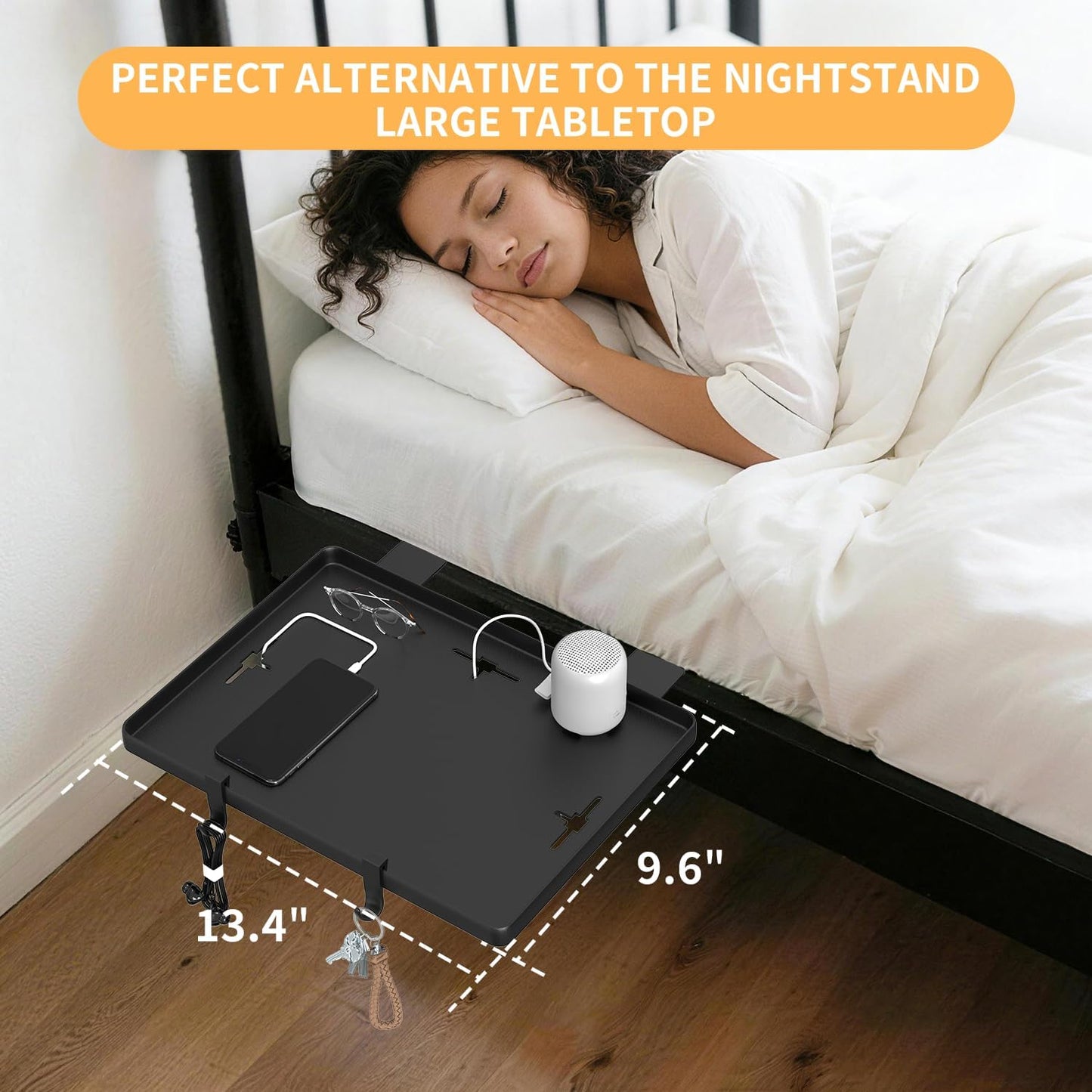 GIUWESOY Bedside Shelf, Bedside Shelf for Dorm Bunk Bed, Clip On Nightstand Foldable, College Dorm Room Essential