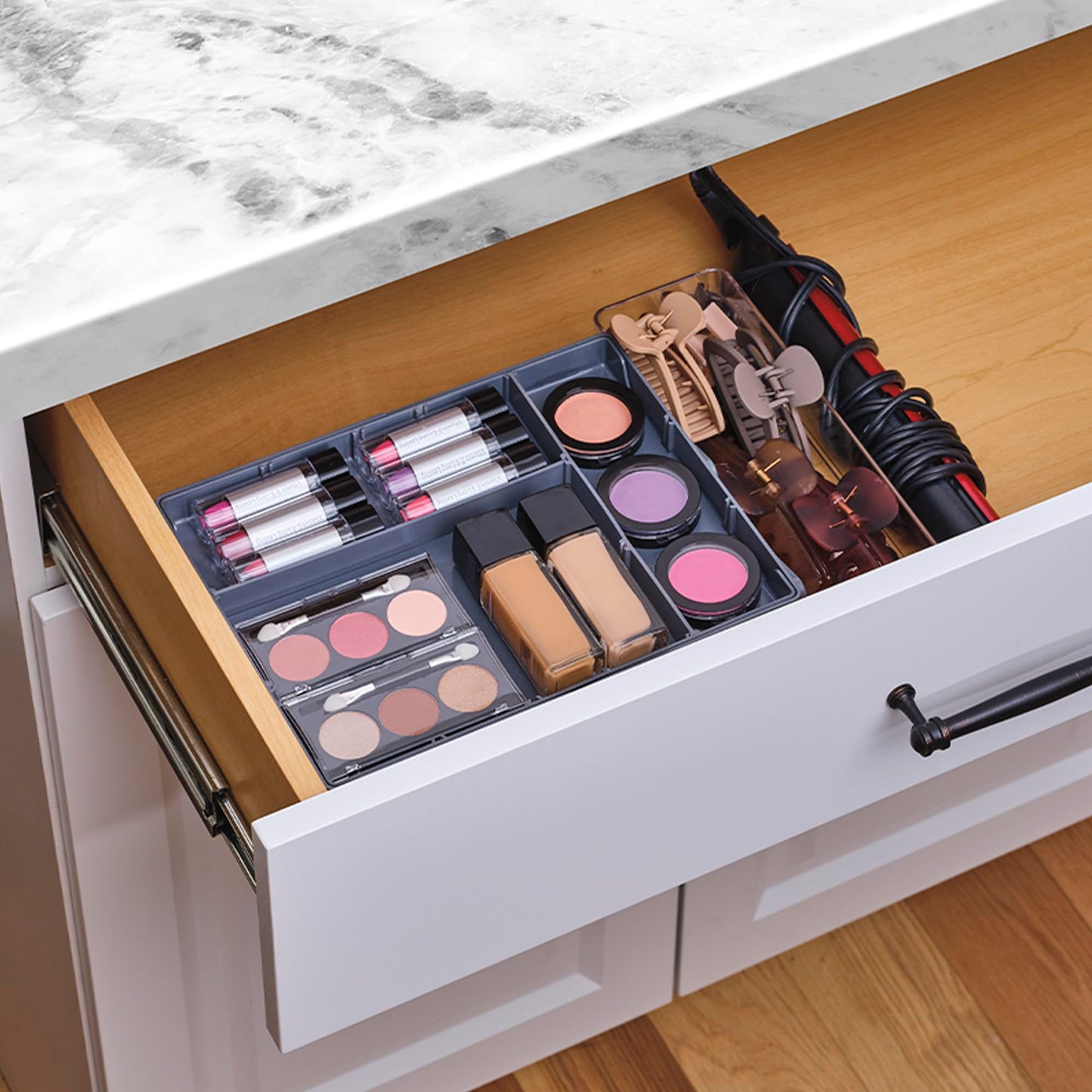Ontel Smart Drawer Organizer - Multi-level Jewelry Holder, Cosmetics Organizer, or Office Drawer Organizer with Adjustable Dividers for Organization and Storage, Fits Drawers 9.5"W x 7.5"L x 2.75"D