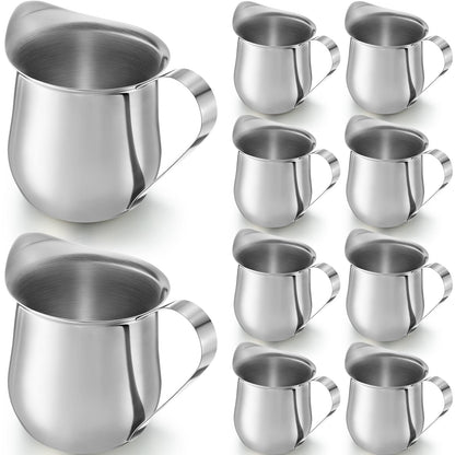Honeydak 10 Pieces 5oz Stainless Steel Bell Creamers Pitcher Mini Cup Container Espresso Shot Frothing for Serving Milk Coffee Cream for Restaurant Cafes Home