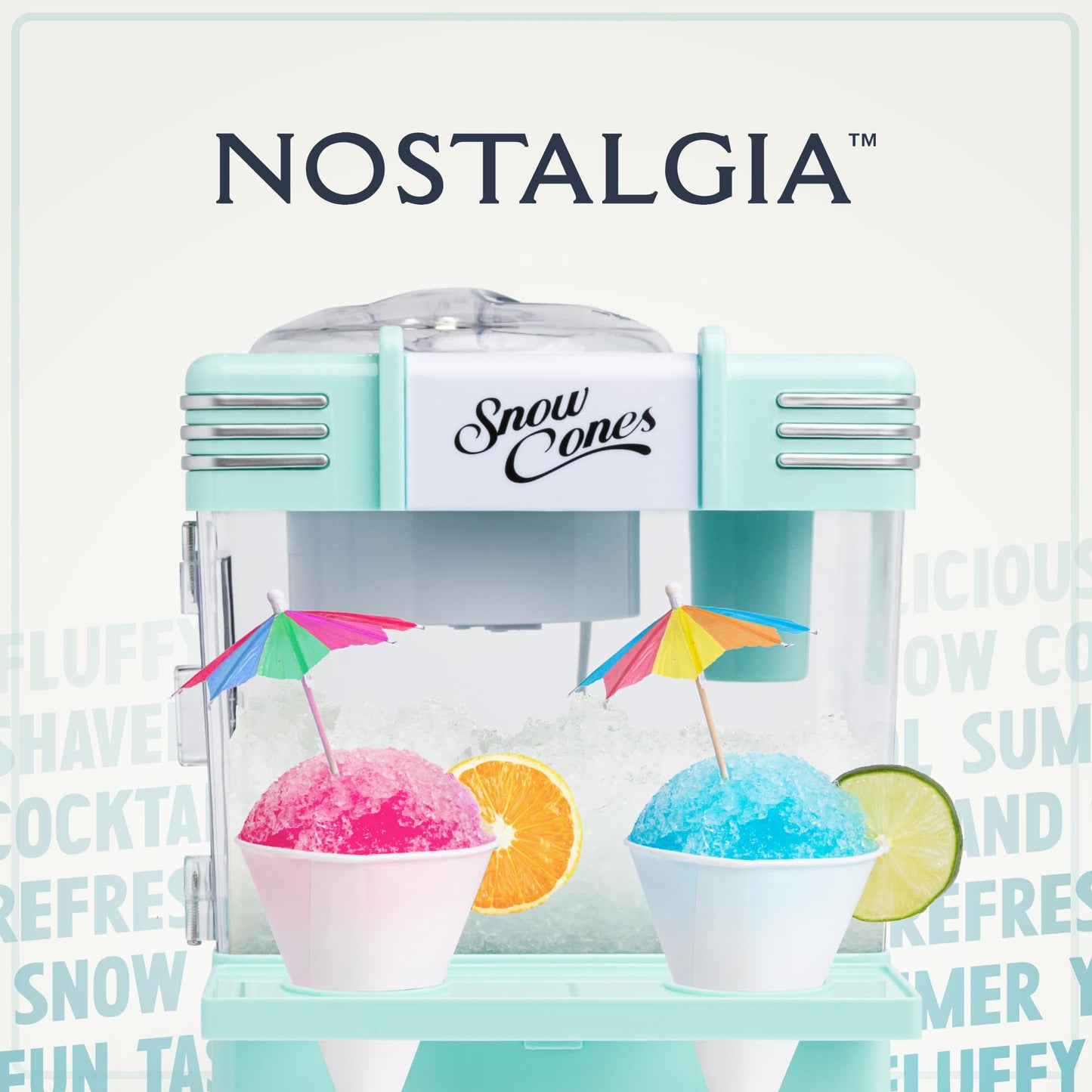 Nostalgia Snow Cone Shaved Ice Machine - Retro Table-Top Slushie Machine Makes 20 Icy Treats - Includes 2 Reusable Plastic Cups & Ice Scoop - Retro Red