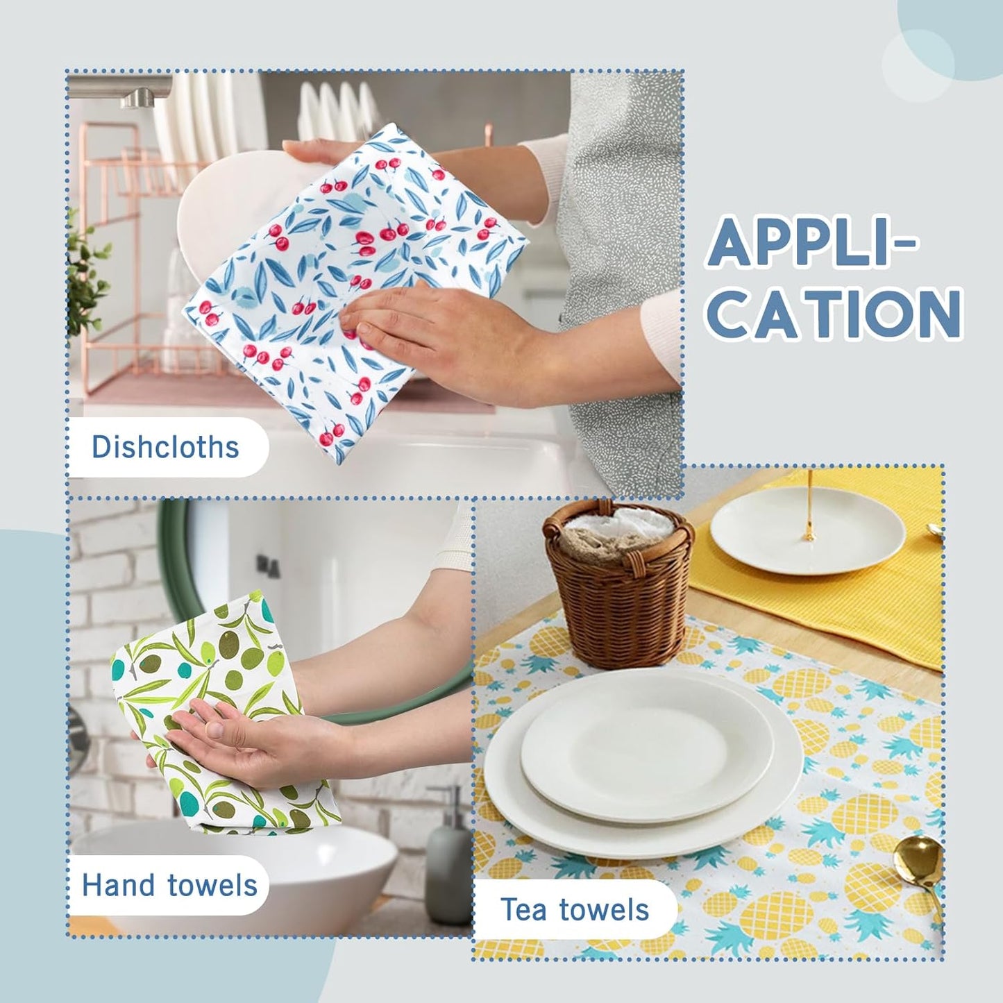 Kitchen Towel Set: 4 Pcs 18x26 Soft Absorbent 100% Cotton Dishcloths for Kitchen Drying, Quick Dry Bar Towel (Olive)