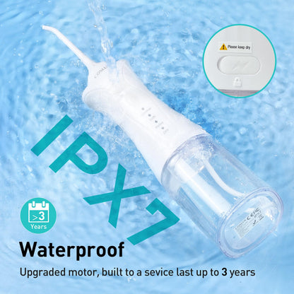 COSLUS Water Dental Flosser Pick for Teeth: 4 Modes Cordless Portable 300ML Larger Tank Water Teeth Cleaner IPX7 Waterproof Flossing Cleaning Picks for Home Travel Black C30(FC5360)