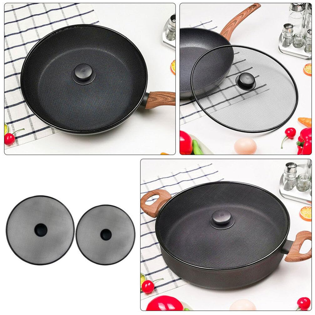 Kichvoe 13 Inch Oil-Proof Mesh Splatter Screen for Frying Pans and Skillets with Handle Grease Splatter Guard Cooking Pan Splash Cover Set