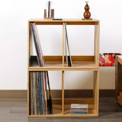 XJOYSL7921 DVD Storage Storage Rack Vinyl Record Holder - Tabletop Storage Display Shelf Stackable Wooden LP Cabinet Stand CD Rack Tower