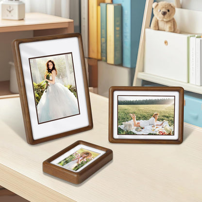 SZKYSJGS 6x8 6 8 5x7, Wood Picture Frame, Solid Natural Walnut Rounded Corner Photo Frame with Tempered Glass, x Wooden