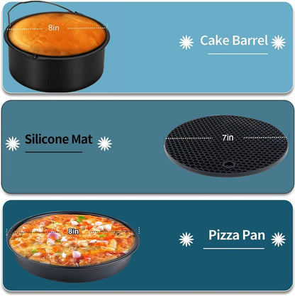 Air Fryer Accessories for COSORI Ninja Gourmia: 12 PCS Set with Oven Cake Pan, Pizza Pan