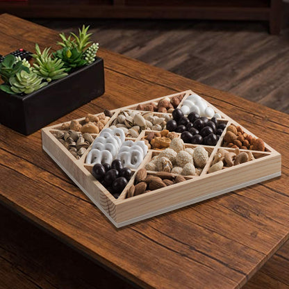 Hammont Square Sectional Wooden Trays - 20 Casepacks - 2 Pieces in Each Pack - 10”x10”x1.13” - Eco Friendly Decorative Wooden Tray for Dry Fruits & Candies | Organic Wooden Tray for Gift & Home Décor