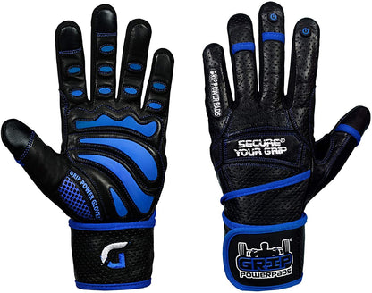 Elite Leather Gym Gloves with Built in 2" Wide Wrist Wraps Grip & Design for Weightlifting Power Lifting Bodybuilding & Strength Training Workout Exercises