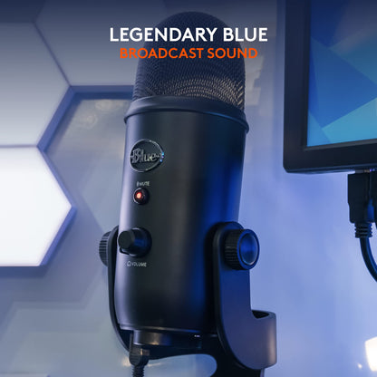 Logitech Creators Blue Yeti USB Microphone for Gaming, Streaming, Podcast, YouTube, Discord, PC, Studio Sound, Plug & Play-Blackout