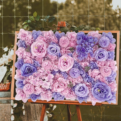 GOUZIBHD Artificial Flower Panel for Wall Backdrop, Flower Wall Panels, 16 X 24 Inch Flower Wall Mat, Faux Flower Wall Background for Wedding Home Decor Party Photo(Size:6PCS)