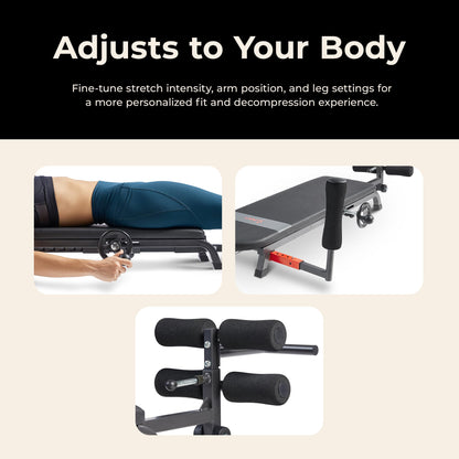 Sunny Health & Fitness No-Hang Inversion Decompression Table for Back Pain Relief, Adjustable Stretch Table, 400 LB Capacity