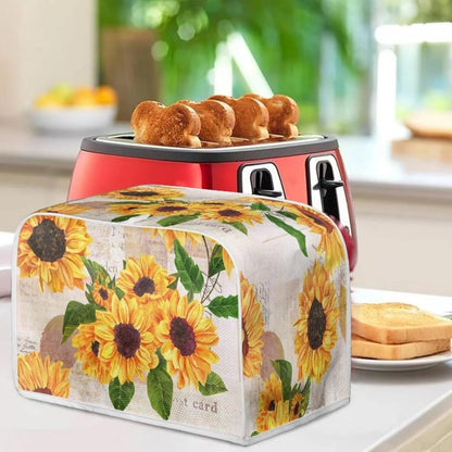 Sunflowers Print Kitchen Appliance Cover, 3 Slice Toaster Flower Small Appliance Parts, Stain Resistant Coffee Maker