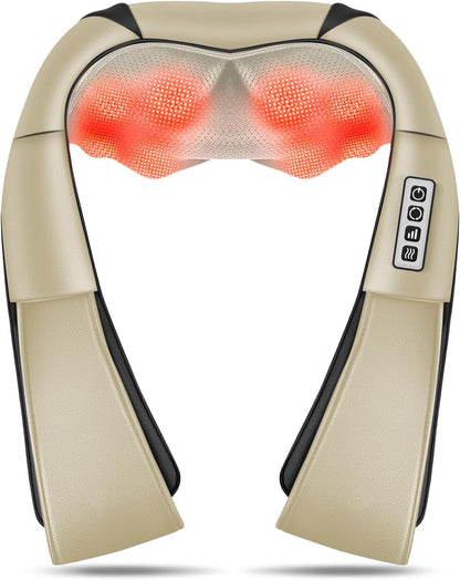 Neck Back Massager, Shiatsu Neck and Shoulder Massager with Heat, 3D Deep Tissue Kneading Massager Electric Massager for Shoulder, Back, Leg Muscle Pain Relief, Home & Office Use (Black)