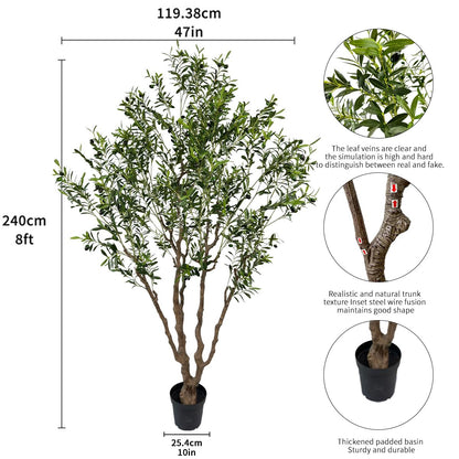 AfanD Artificial Olive Tree Tall,Faux Olive Tree Indoor Artificial Tree for Modern Home Office Living Room Floor Decor Indoor (1, 8ft 1in)