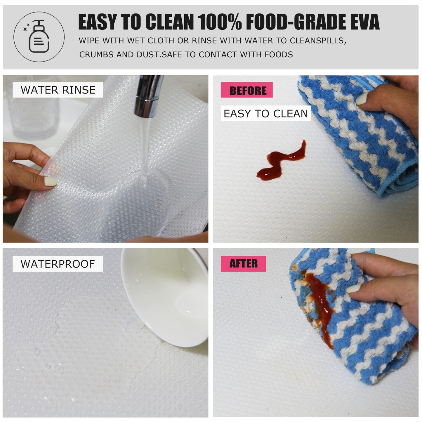 Rwotlls 8Pcs Refrigerator Liners, Washable Fridge Liner Mats Covers Pads for Glass Shelf Cupboard Cabinet Drawer Home Kitchen Accessories Organization (Clear)