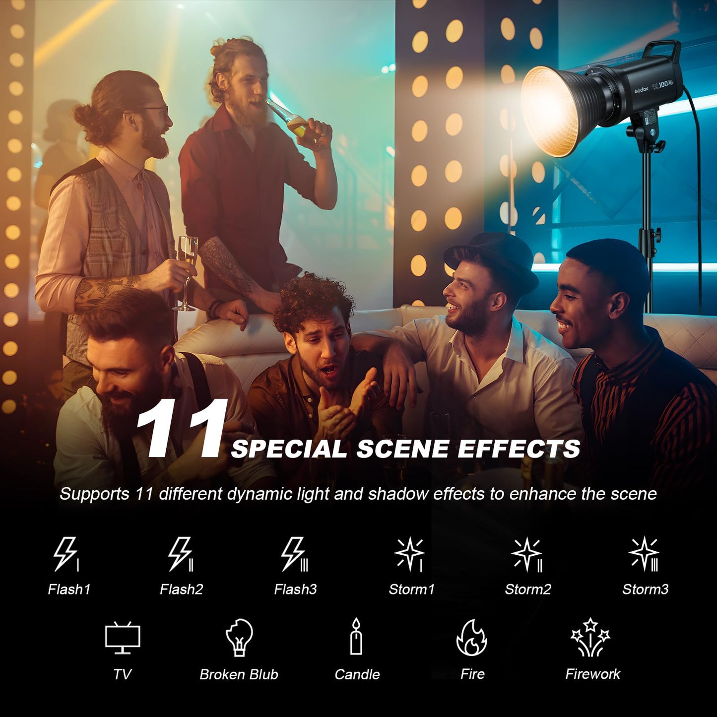 Godox 2PACK SL100Bi Professional COB LED Video Lighting Kit Bi Color Continuous Light Kit with 2*Light Stand 2* Softbox 1 * 5 in 1 Reflector 1*Carry Bag Studio Light for Photography Studio Shooting