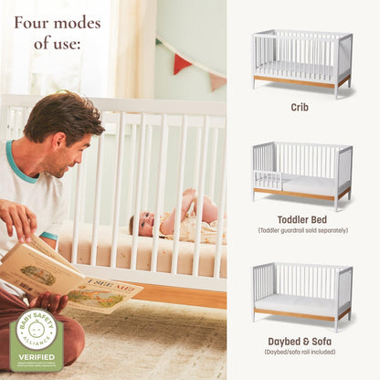 Little Seeds Clover 4-in-1 Convertible Crib, True White/Natural