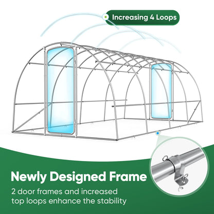 Quictent 20x10x6.6 FT Premium Greenhouse for Outdoors with 2 Door Frames, Reinforced Top Structure & Cover, Large Heavy Duty Walk-in Tunnel Hoop Green House for Garden Backyard Flower Winter, Green